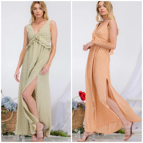 AMBITION Light Green Open Bow Back Maxi Dress - Picture 5 of 7